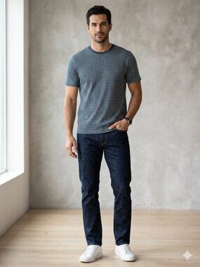 Calvin Klein Men's Dot Grid Print Short Sleeve Smooth Cotton Tee